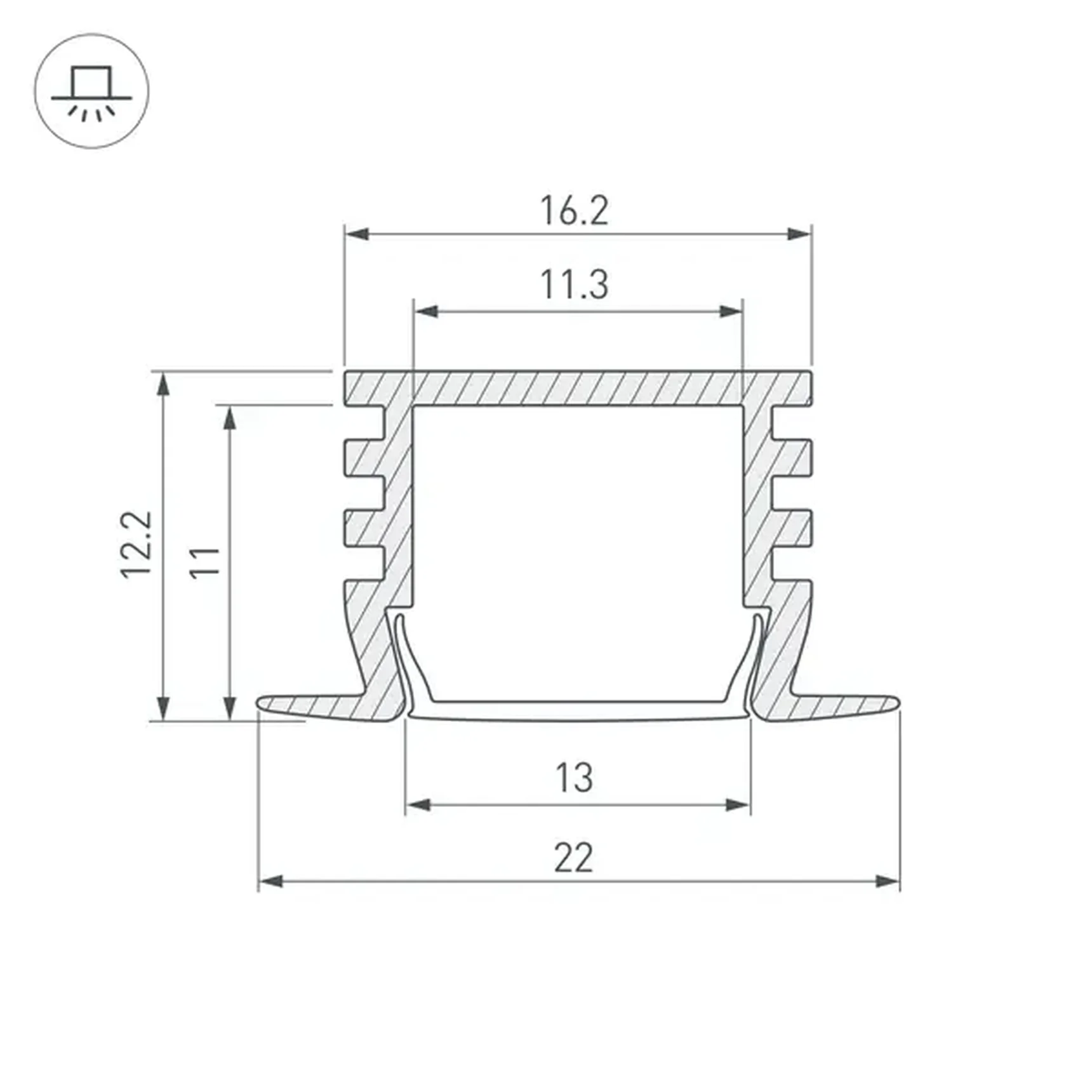 Профиль PDS-F-2000 ANOD (Arlight, Алюминий)