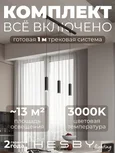 Трековая система со светильниками №12 однофазная накладная Skylite (220В, форма - прямая, 1м, 3000K), чёрная