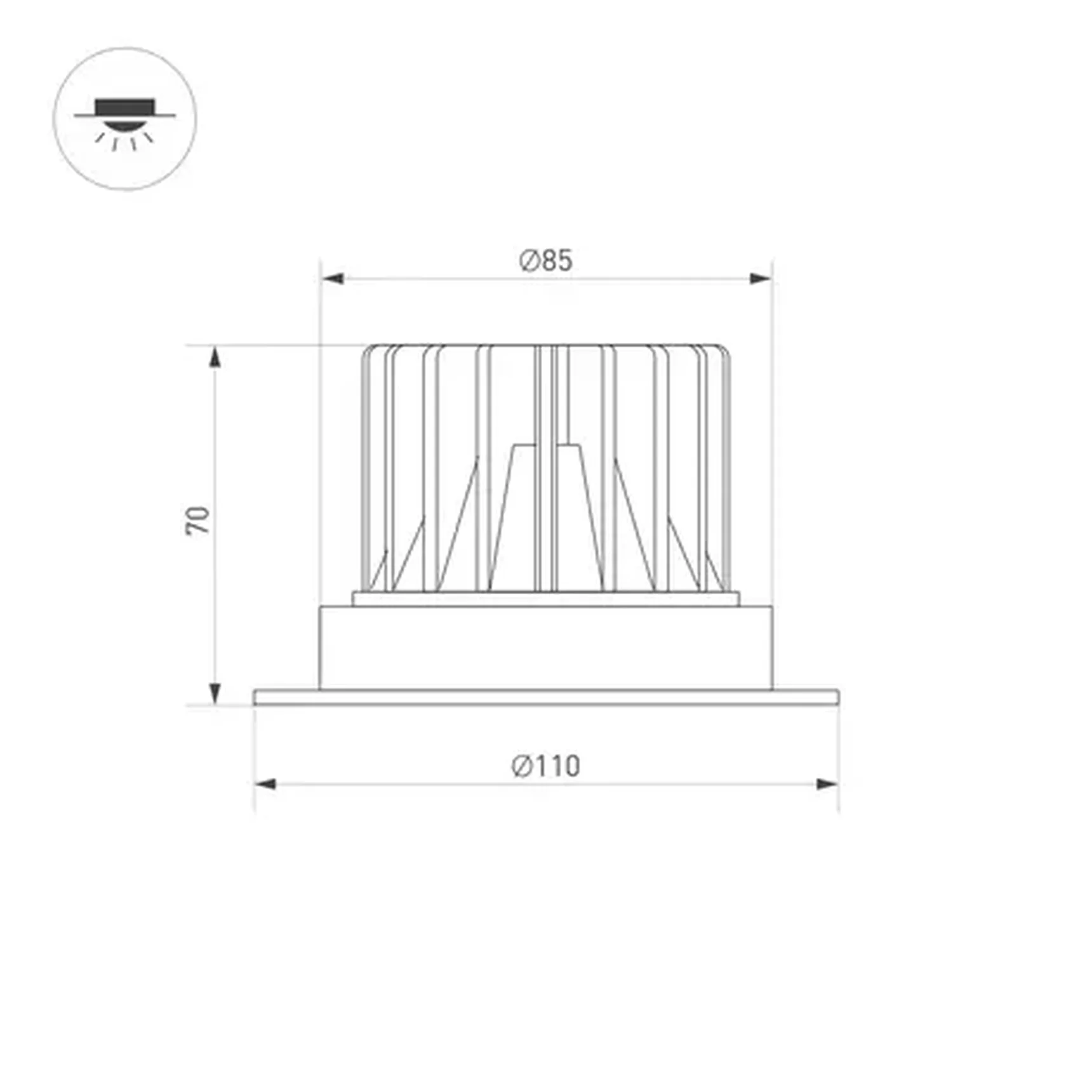 Светильник MS-ATLAS-TRIMLESS-R70-12W Warm3000 (WH, 32deg, 230V) (Arlight, IP20 Металл, 5 лет), 037056