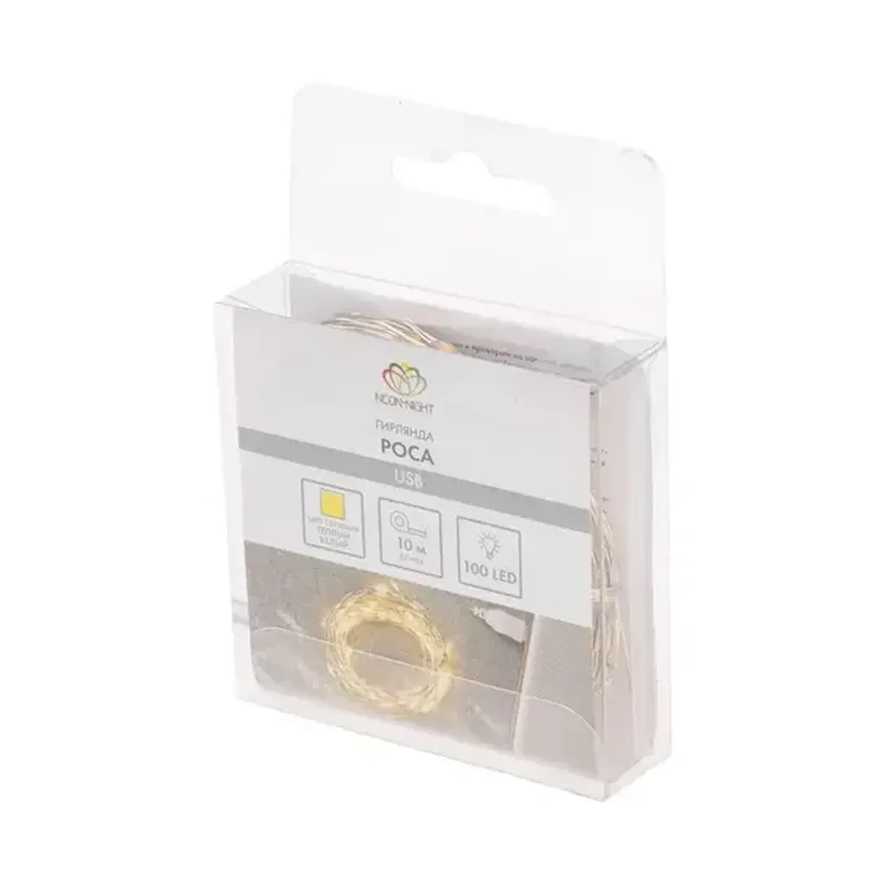 Гирлянда Роса 10 м, 100 LED, USB, теплое белое свечение NEON-NIGHT