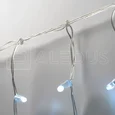 Бахрома (Айсикл) ALEDUS 3x0.5 м, прозрачный провод, ПВХ, белый, с мерцанием