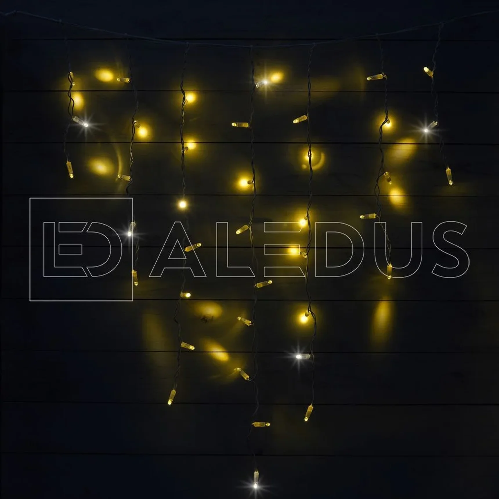 Бахрома (Айсикл) ALEDUS, 220 В, 3x0.9 м, белый провод, ПВХ, теплый белый, с мерцанием
