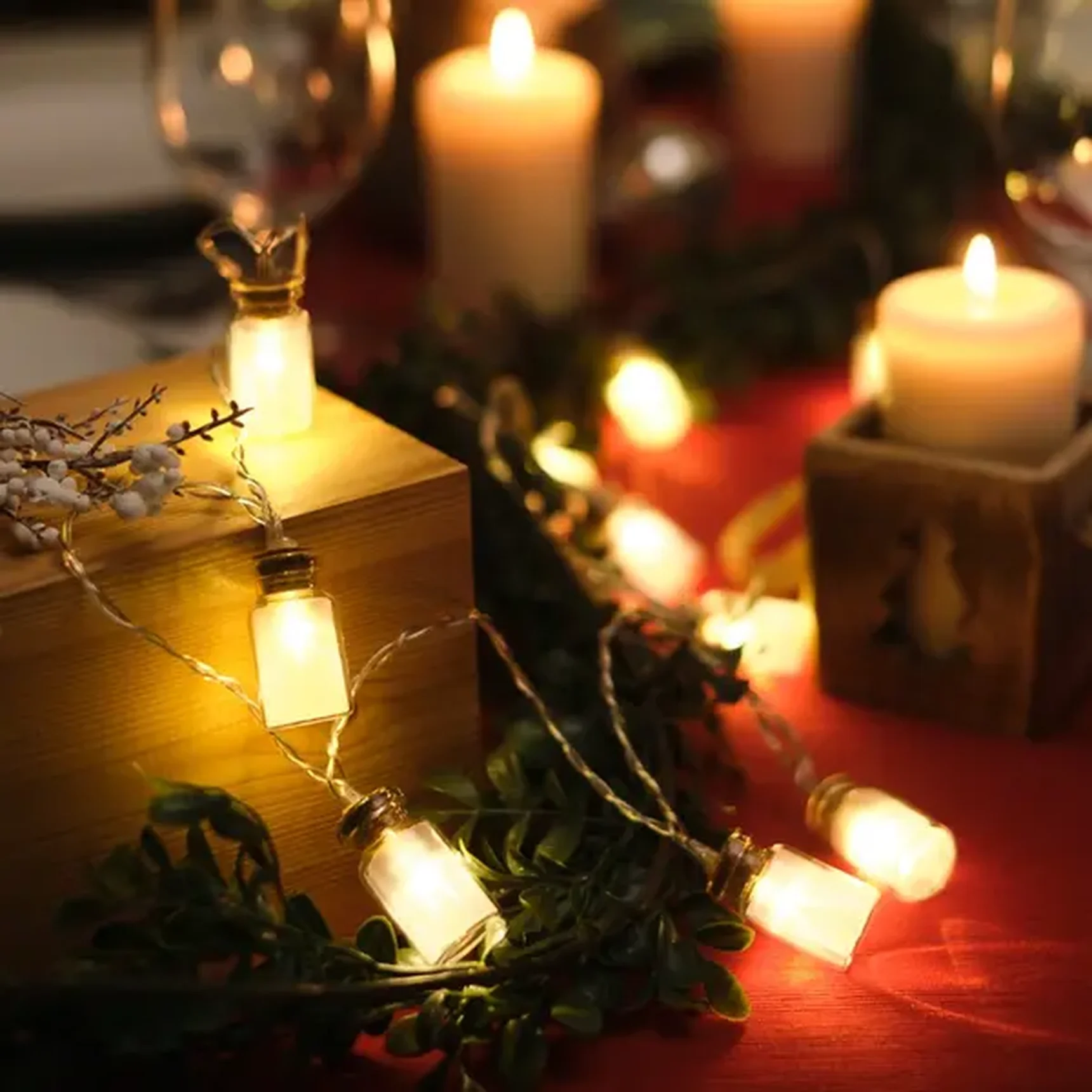 Гирлянда светодиодная Баночки 1,5 м, 10 LED, прозрачный ПВХ, цвет свечения теплый белый, 2 х АА (батарейки не в комплекте) NEON-NIGHT