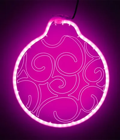 Светодиодная Фигура Шар 30 x 30 см Розовая, Гибкий Неон и Акрилайт, IP54