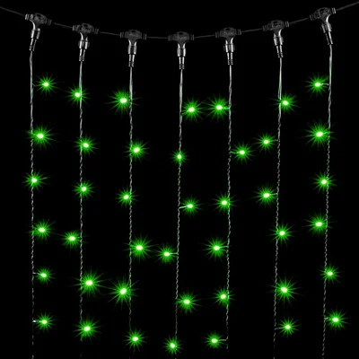 Гирлянда Занавес 2 x 1 м Зеленый 220В, 200 LED, Провод Черный ПВХ, IP54