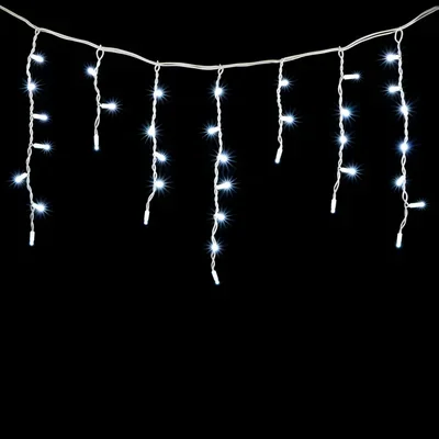 Гирлянда Бахрома 3,1 x 0,5 м Белая 220В, 120 LED, Провод Белый Каучук, IP54