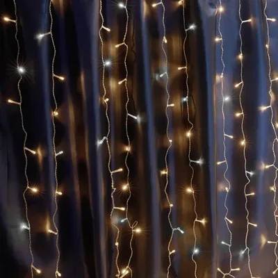 Гирлянда - занавес 230V 480 LED 3*3м, 2700K, эффект стробов,IP44 , сетевой шнур 3м в комплекте, CL24