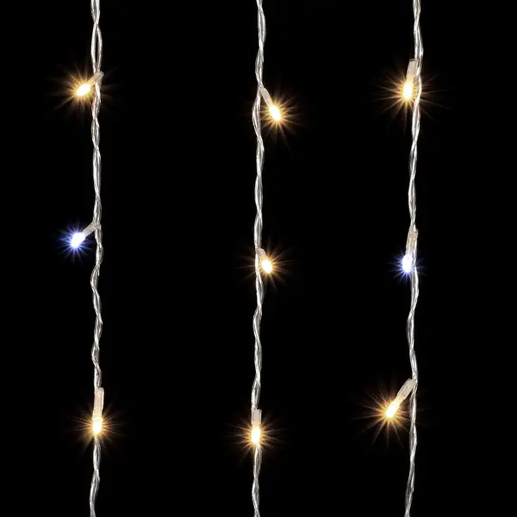 Гирлянда Занавес 2 x 3 м Тепло-Белый с Мерцанием Белого Диода 220В, 600 LED, Провод Прозрачный ПВХ, IP54