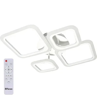 Светильник светодиодный управляемый с пультом 84W, Max. 5200Lm, 3000К-6500K, IP20, белый AL5940 Quadro