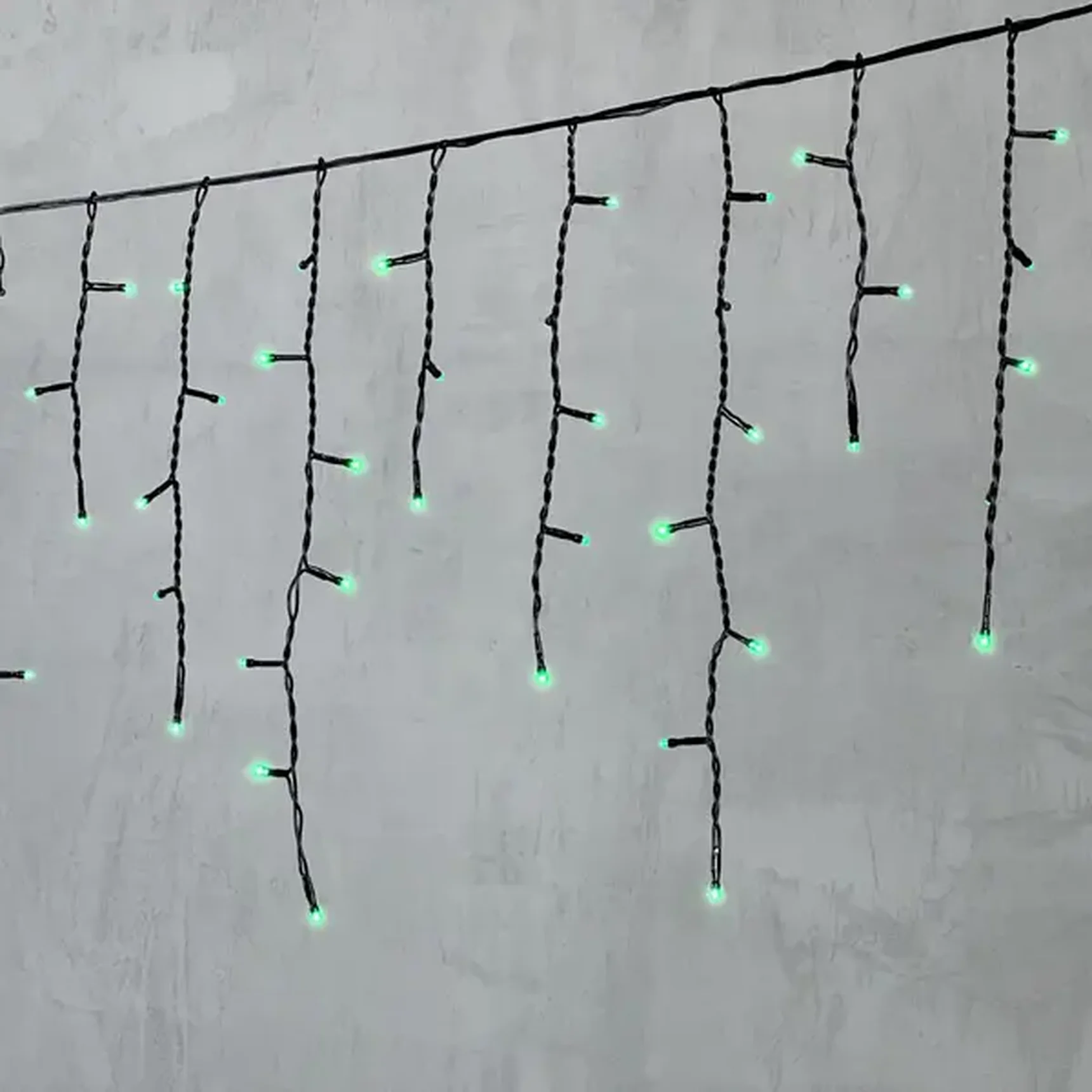 Гирлянда Бахрома 4,9 x 0,5 м Зеленая 220В, 240 LED, Провод Черный ПВХ, IP54