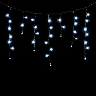 Гирлянда Бахрома с Колпачком 3,1 x 0,5 м Белая 220В, 120 LED, Провод Черный ПВХ, IP65