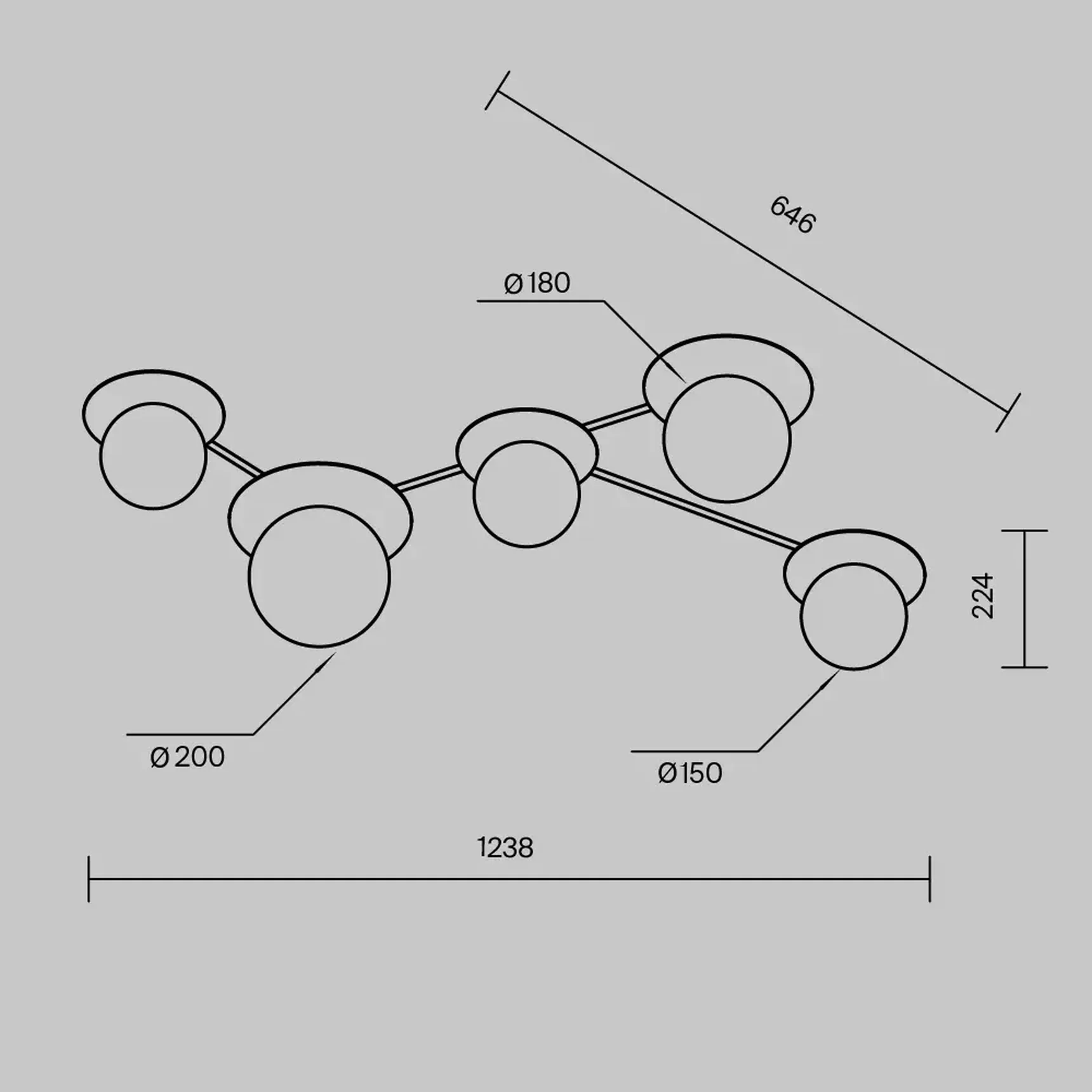 Потолочный светильник Star sky E14х5, MOD291CL-05BS