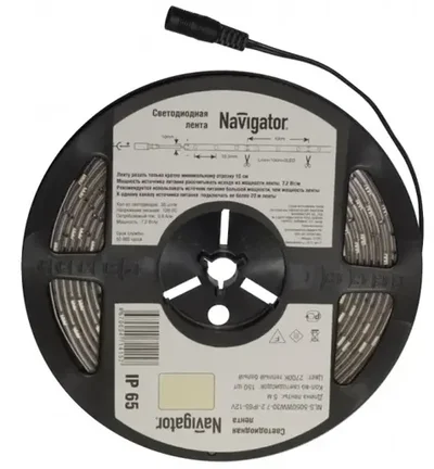Лента светодиодная NLS-5050Y30-7,2-IP65-12V R5 7,2Вт 12В желтый IP65 5м