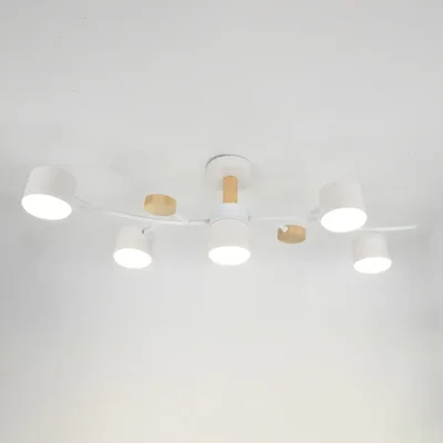 Люстра под лампу GCHL-5GX53-M Белая+Дерево Венто