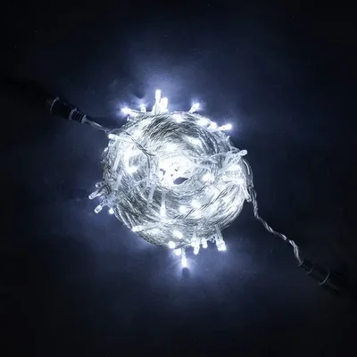 Гирлянда Нить 20м Белая с Возможностью Управления 24В, 200 LED, Провод Прозрачный Силикон, IP65