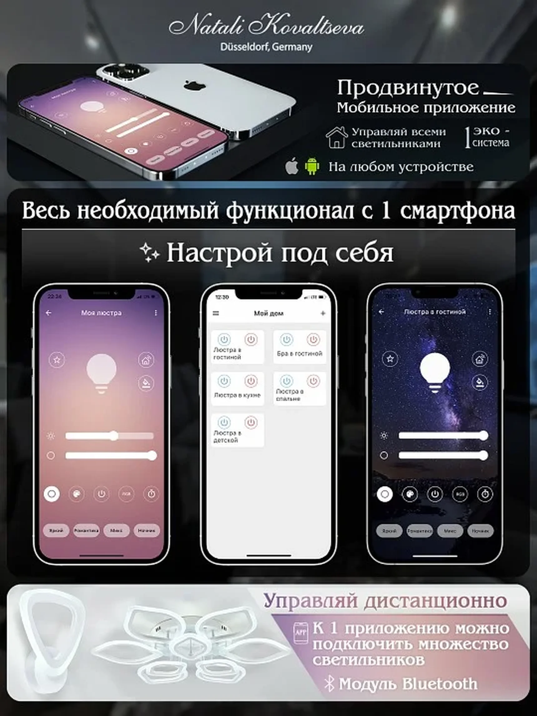 INNOVATION STYLE 83126 Светодиодная люстра нимб SAD QUEEN с пультом ДУ, моб. приложением 120W, белый, LED 44279