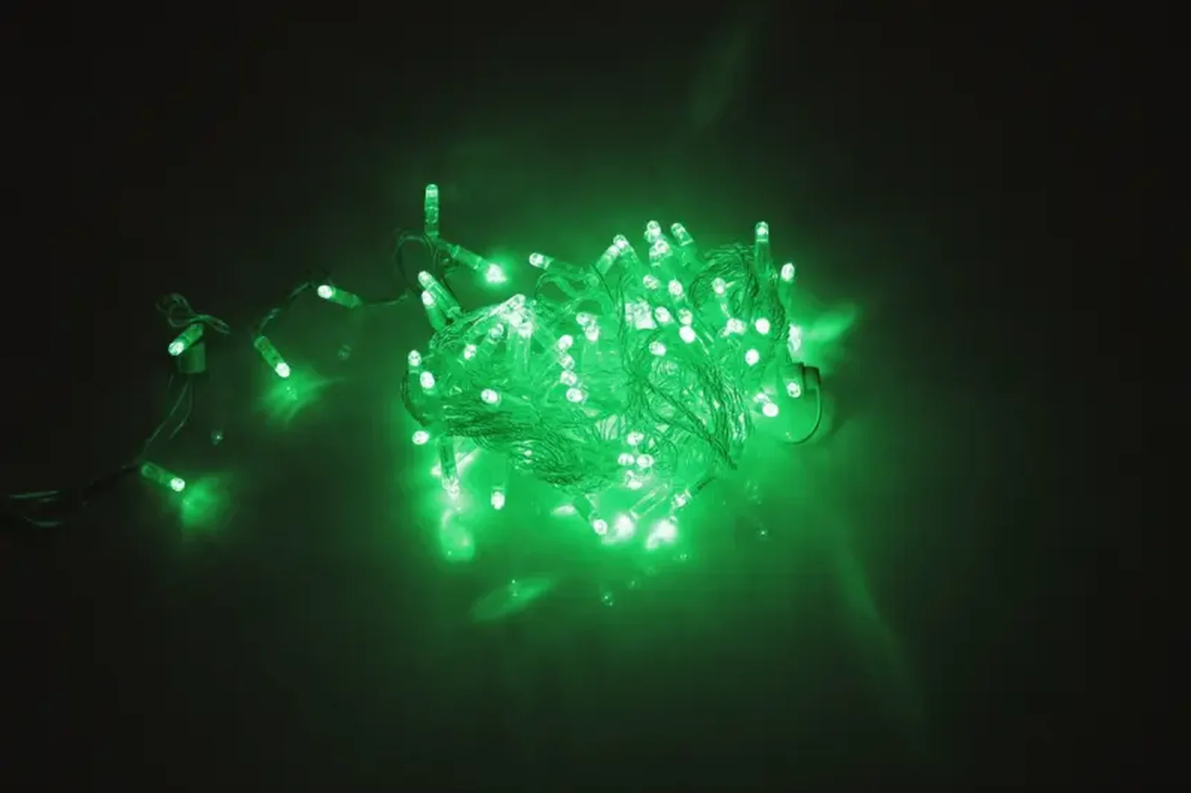 LED-PLS-100-10M-240V-G/C-W/O, Зеленая/прозрачны провод, соединяемая (без силового шнура) С КОЛПАЧКОМ