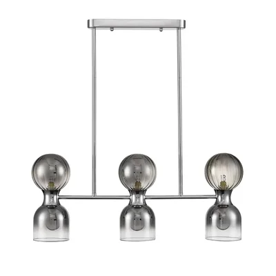 8114/6 MODERNI LN25 хром/дымчатый, металл/стекло Подвесной светильник G9 3*30W + E14 3*40W 220V TAUNA