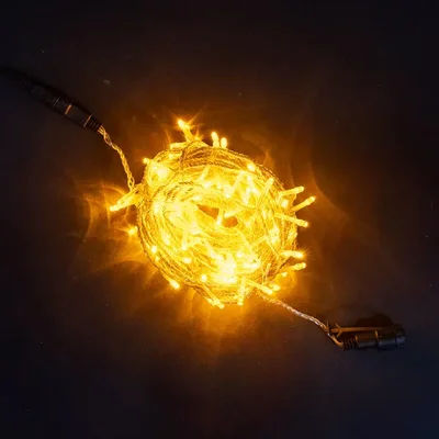 Гирлянда Нить 20м Желтая 24В, 200 LED, Провод Прозрачный Силикон, IP65