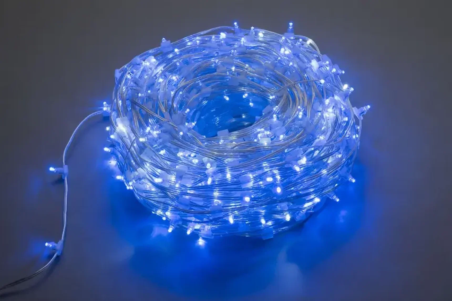 LED-LP-15СМ-100M-666L-12V-B/CL, LED клип-лайт синий c КОЛПАЧКОМ, прозрачный провод