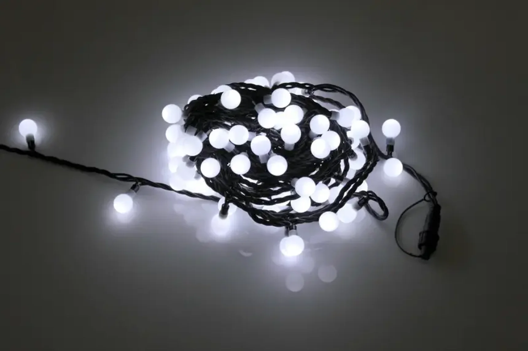 LED-PLR-100-15M-25MM-240V-W/BL -W/O белая/черный провод, соединяемая (без силового шнура) шарик D25