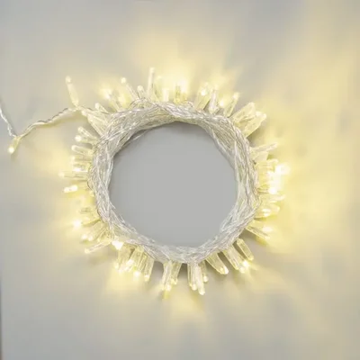 Гирлянда Нить с Колпачком 10м Шампань 220В, 100 LED, Провод Прозрачный ПВХ, IP65