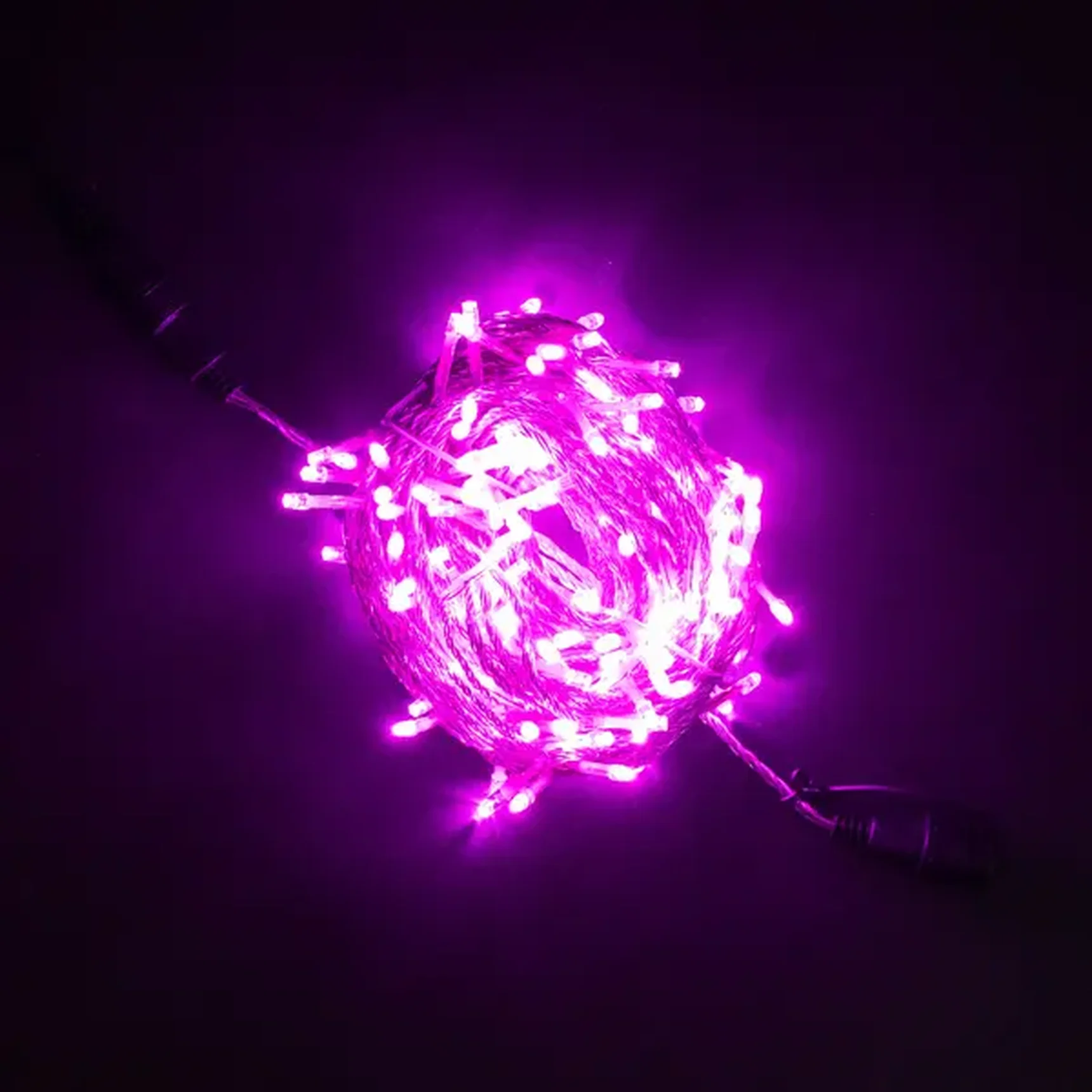 Гирлянда Нить 20м Розовая с Возможностью Управления 24В, 200 LED, Провод Прозрачный Силикон, IP65