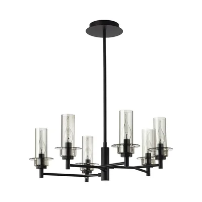 6555/6C CLASSI LN25 черный/дымчатый/металл/стекло Люстра потолочная E14 6*40W 220V MADONNA