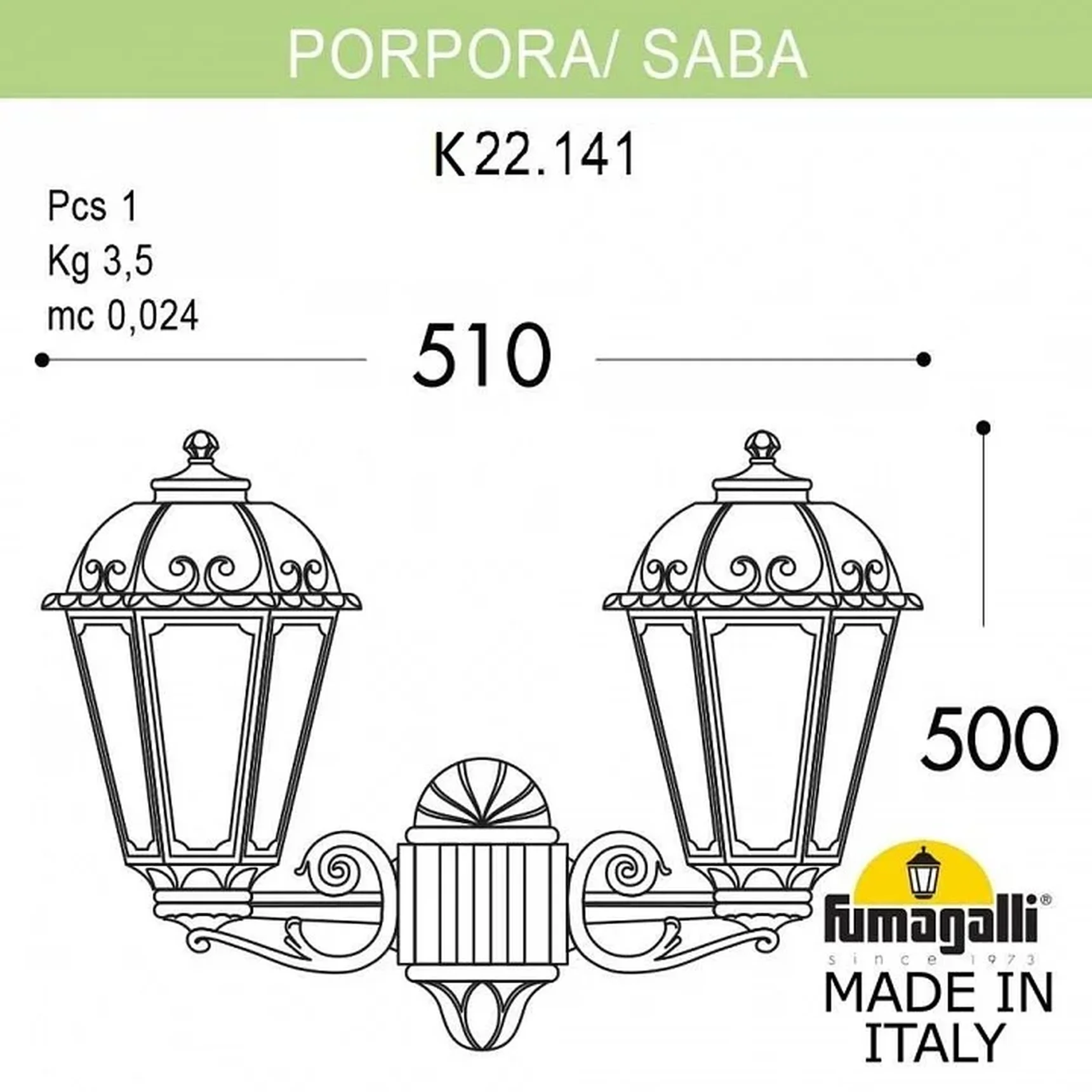 Светильник уличный настенный FUMAGALLI PORPORA/SABA K22.141.000.AYE27