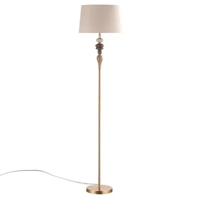 5040/1F CLASSIC ODL24 441 античн.бронза/беж.абажур/металл/керамика Торшер E27 1*60W HOMI