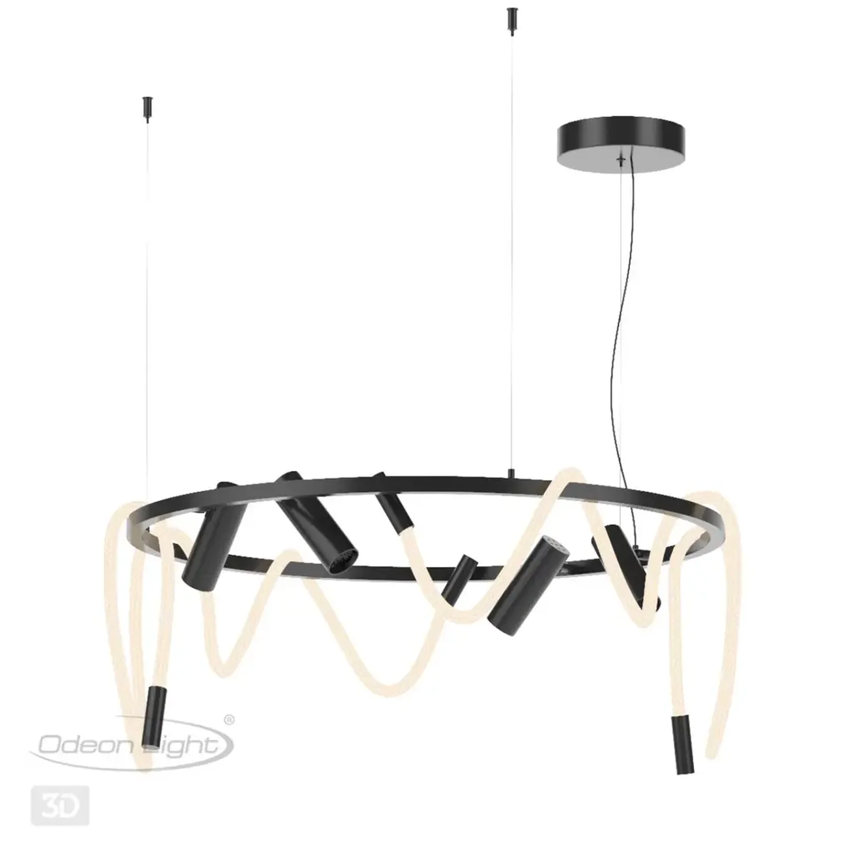 4391/55L HIGHTECH ODL24 261 черный/металл/канат Подвесной св-к с раздельн. вкл IP20 LED 50W 2020Лм 4000K CORDA