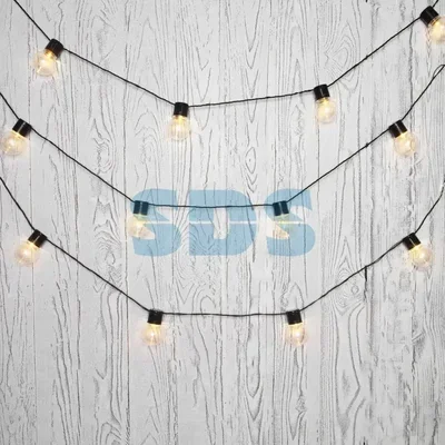 Лофт-гирлянда светодиодная 5 м, черный ПВХ, 20 LED, теплое белое свечение NEON-NIGHT