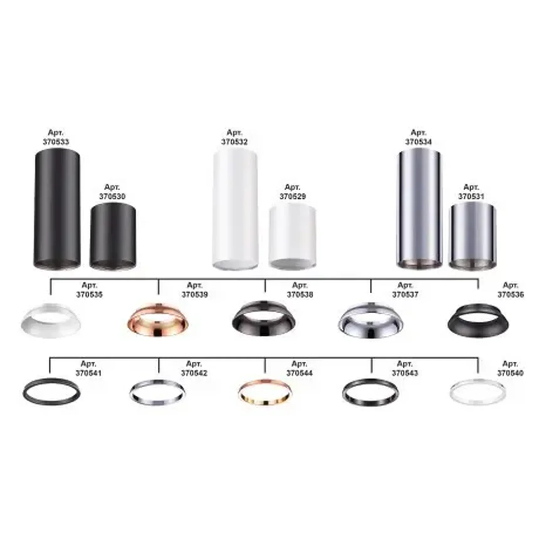 Светильник трековый трехфазный без плафона плафоны арт. 370694-370711 Novotech UNITE 370685