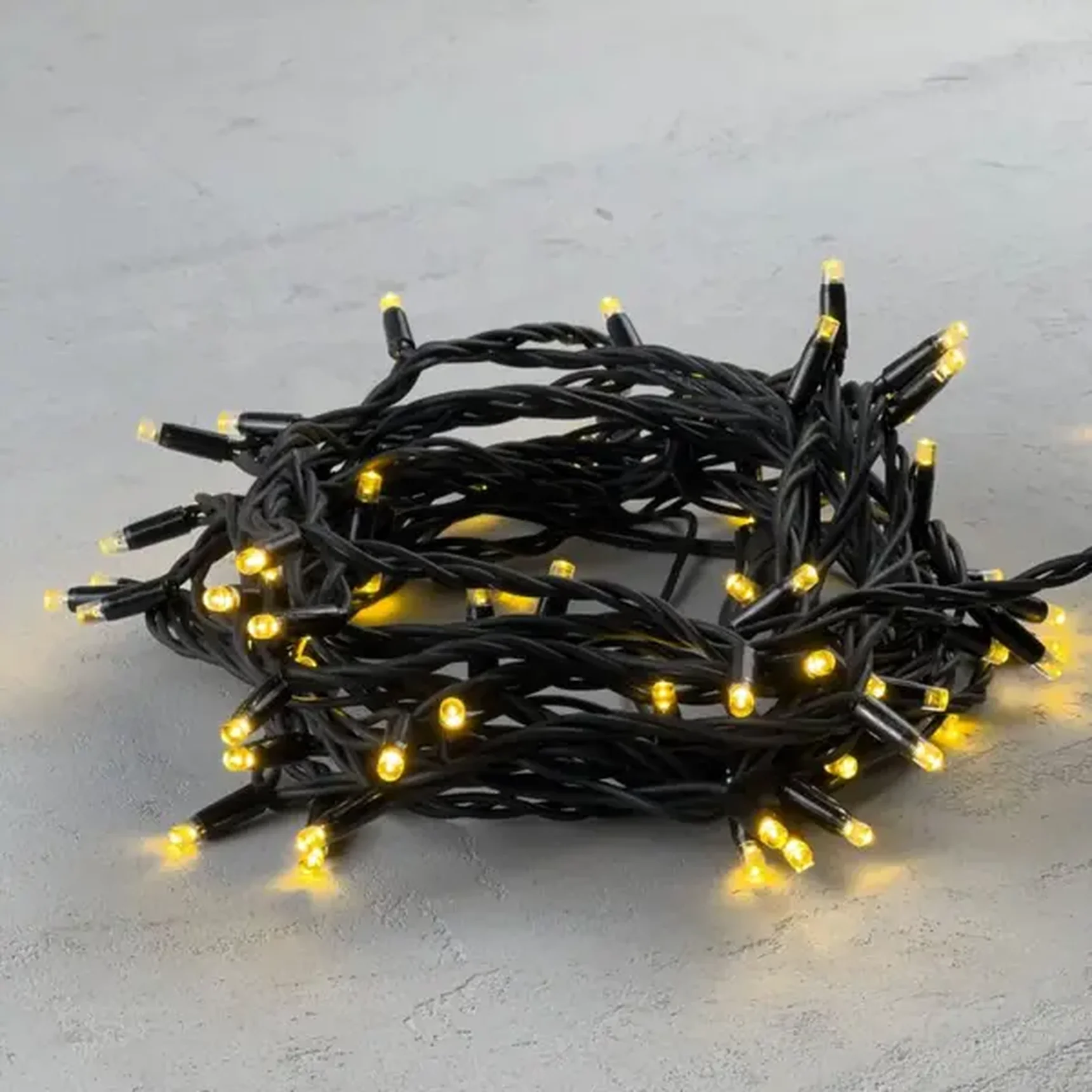 Гирлянда Нить 10м Золотой, 75 LED, Провод Черный Каучук, IP65