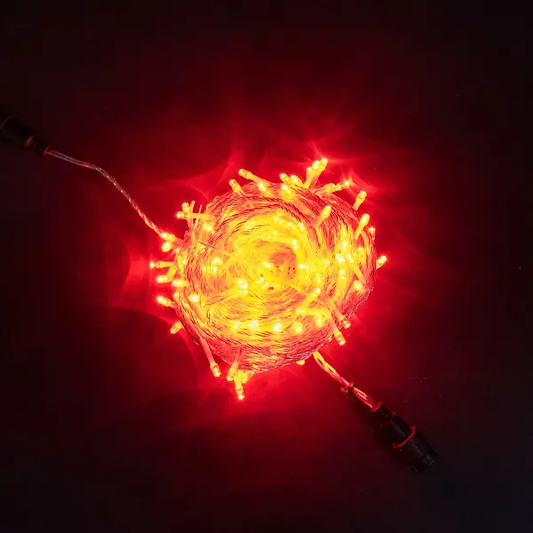 Гирлянда Нить 20м Красная с Возможностью Управления 24В, 200 LED, Провод Прозрачный Силикон, IP65