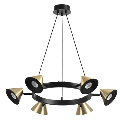 8233/6 COMFI LN25 черный/золото, металл Подвесной светильник GU10 LED 6*7W 220V LAMINA