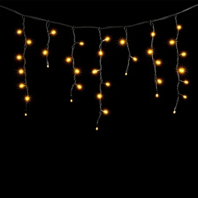 Гирлянда Бахрома 3,1 x 0,5 м Желтая 220В, 120 LED, Провод Черный Каучук, IP54