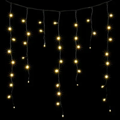 Гирлянда Бахрома с Колпачком 3,2 x 0,9 м Тепло-Белая 220В, 180 LED, Провод Черный ПВХ, IP65