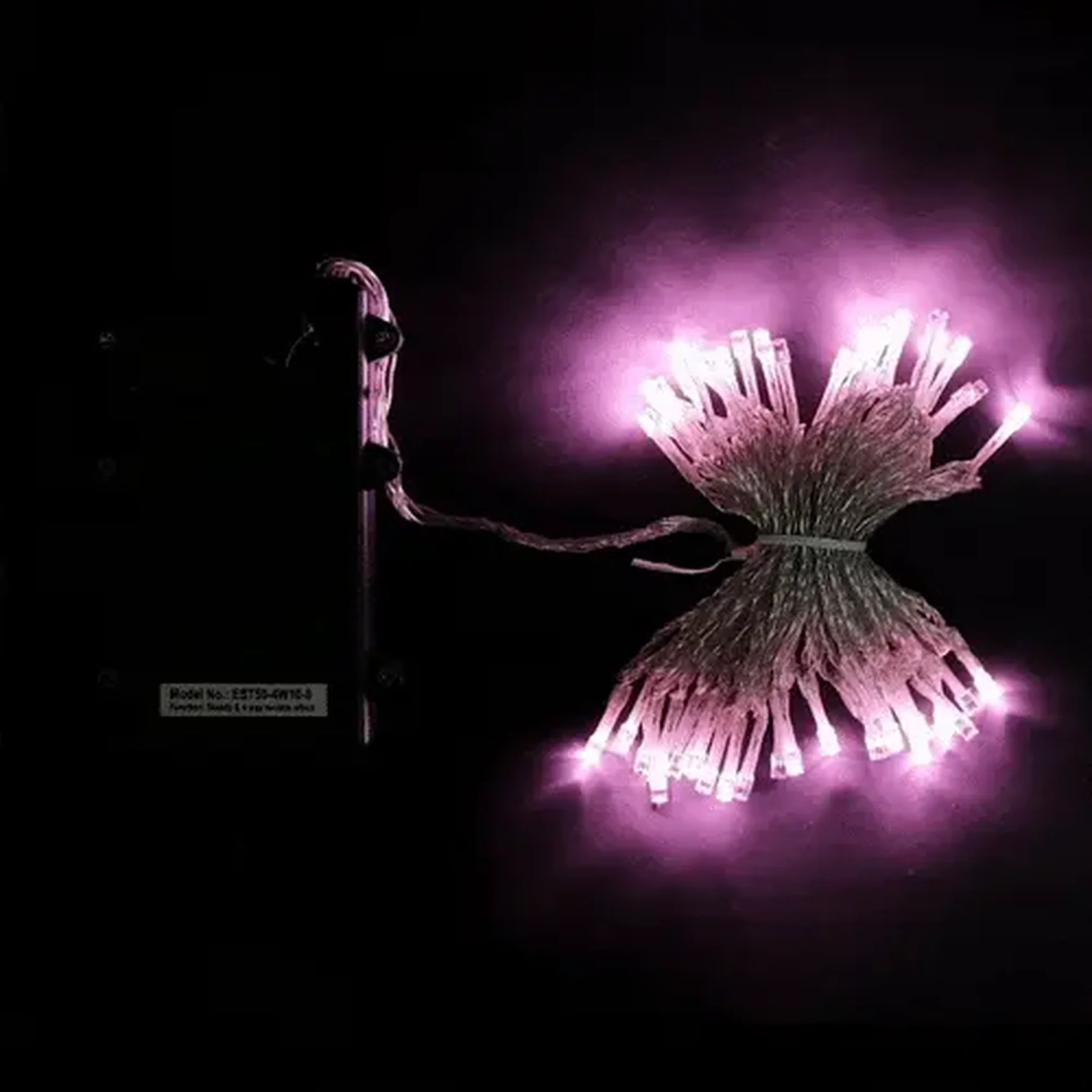 Гирлянда Нить на Батарейках 5м Розовая, 50 LED, Провод Прозрачный Силикон, IP65