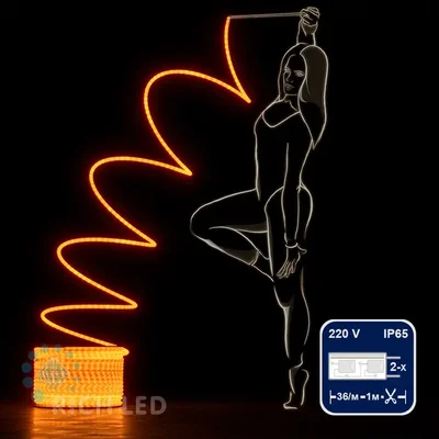 Светодиодный дюралайт Rich LED, 2-х проводной, матовый, желтый, кратность резки 1 метр, диаметр 13 мм, 220 В,100 м. RL-DL-2WHM-100-240-Y