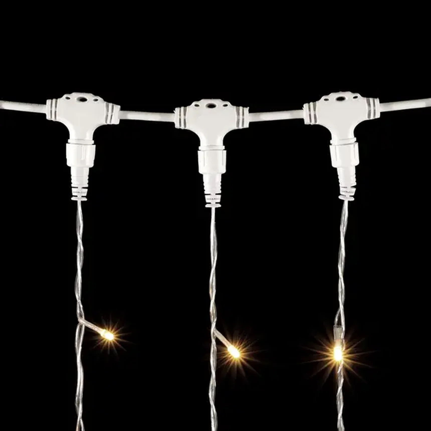 Гирлянда Занавес 2 x 2 м Тепло-Белый с Мерцанием Белого Диода 220В, 400 LED, Провод Прозрачный ПВХ, IP54