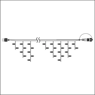 Бахрома (Айсикл) ALEDUS, 220 В, 3x0.5 м, черный провод, каучук (резина), белый, с мерцанием