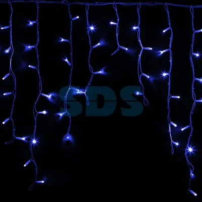 Гирлянда Айсикл (бахрома) светодиодный, 5,6 х 0,9 м, белый провод КАУЧУК, 230 В, диоды синие, 240 LED NEON-NIGHT
