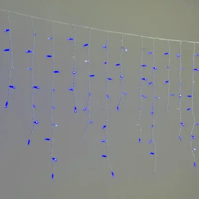 Гирлянда Бахрома 3,2 x 0,9 м Синяя с Мерцанием Белого Диода 220В, 168 LED, Провод Белый К