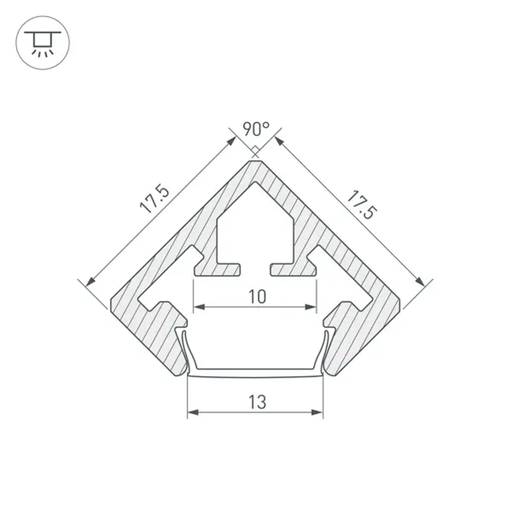 Профиль PDS45-KUB-2000 ANOD (Arlight, Алюминий)