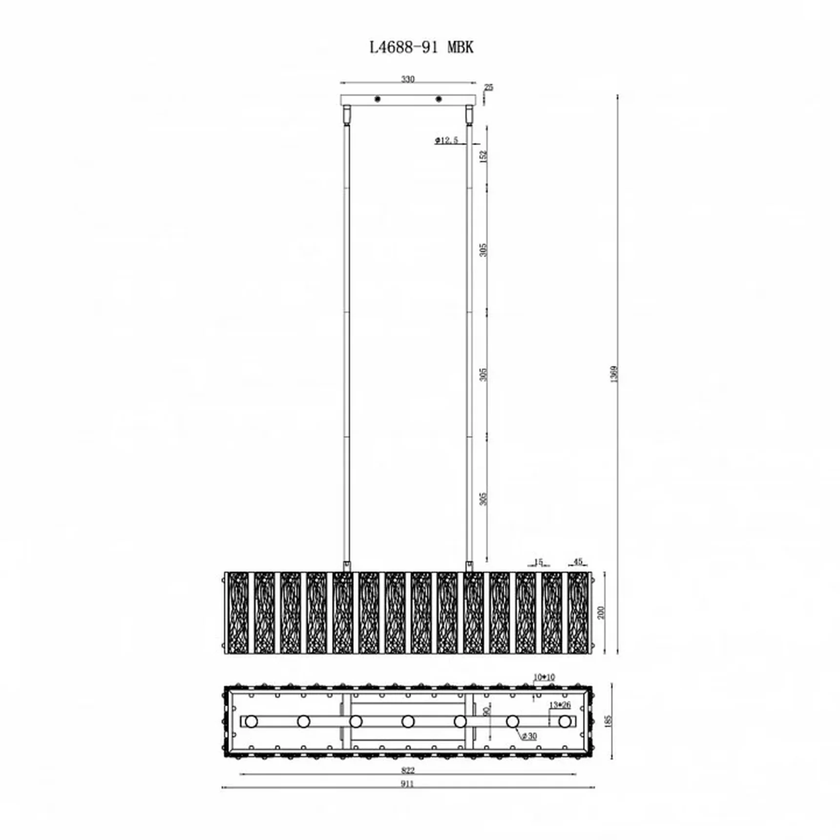 Светильник подвесной iLAMP Panorama L4688-91 MBK