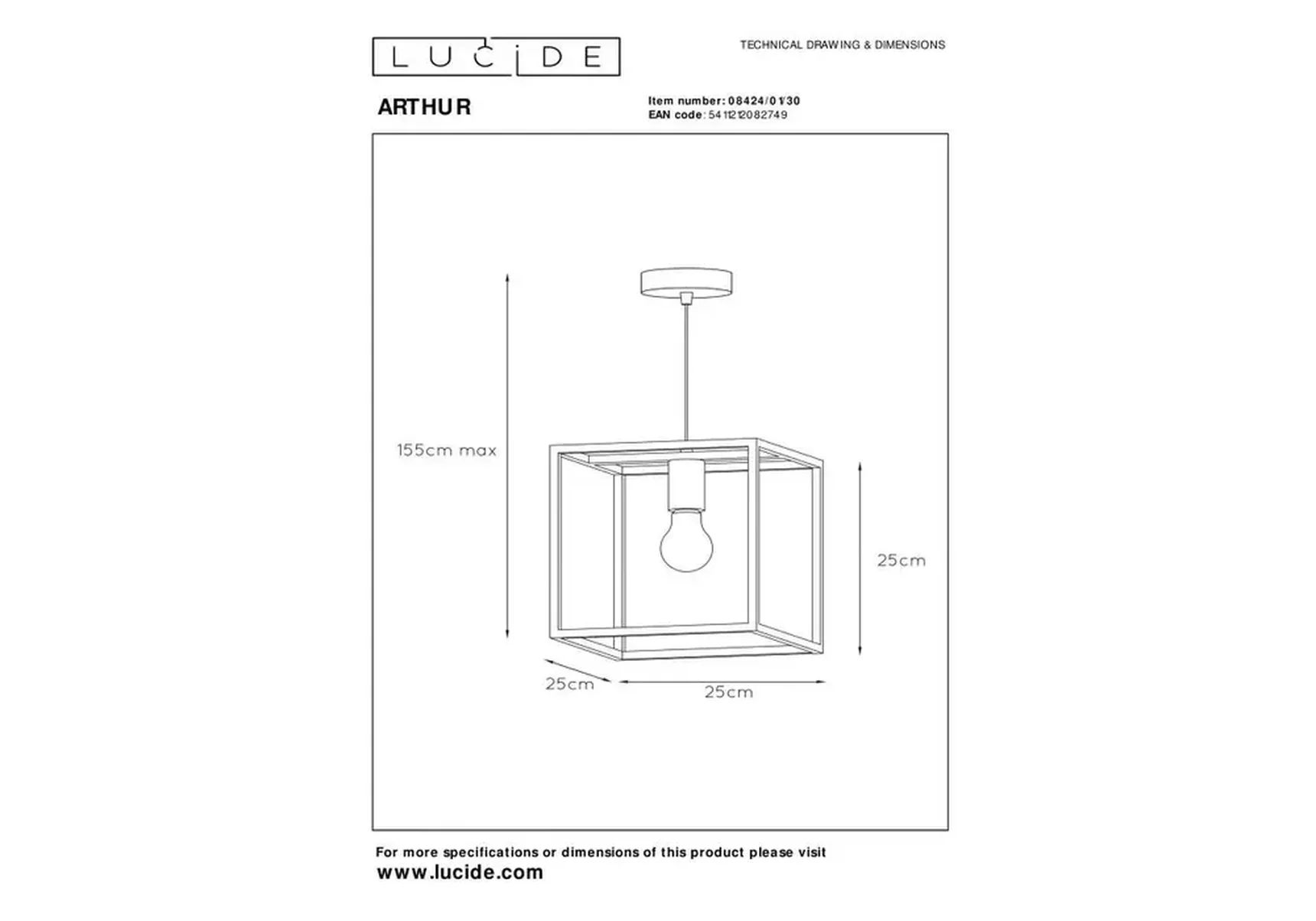 Подвесной светильник Lucide Arthur 08424/01/30