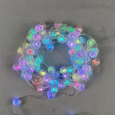 Гирлянда Шарики Смарт 10м Разноцветная с Управлением 5В, Диаметр Шарика 20мм, 100 LED, Провод Прозрачный ПВХ, IP44