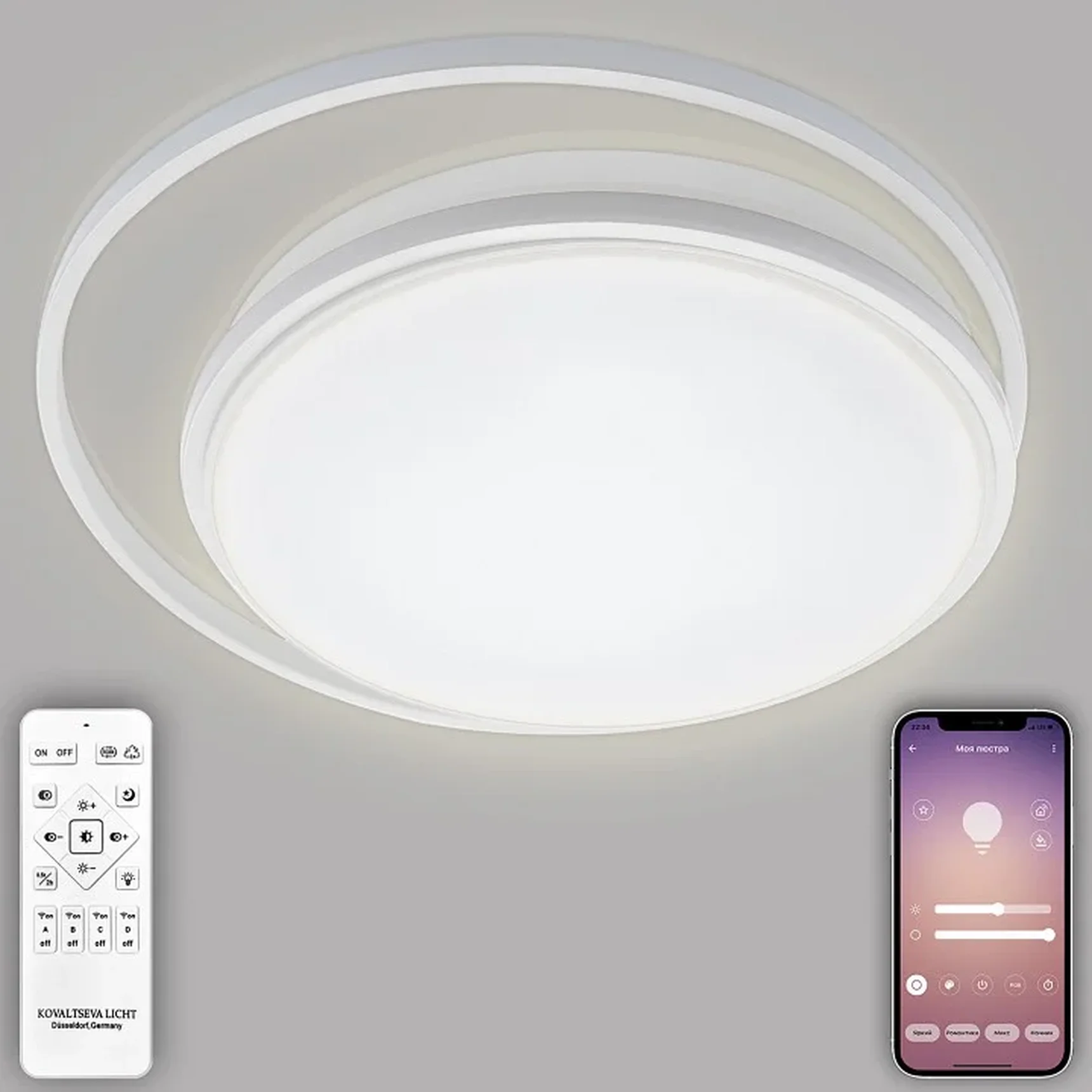 LED LAMPS 81186 Светодиодный светильник люстра с пультом ДУ, моб. приложением 140W, белый, LED 44017