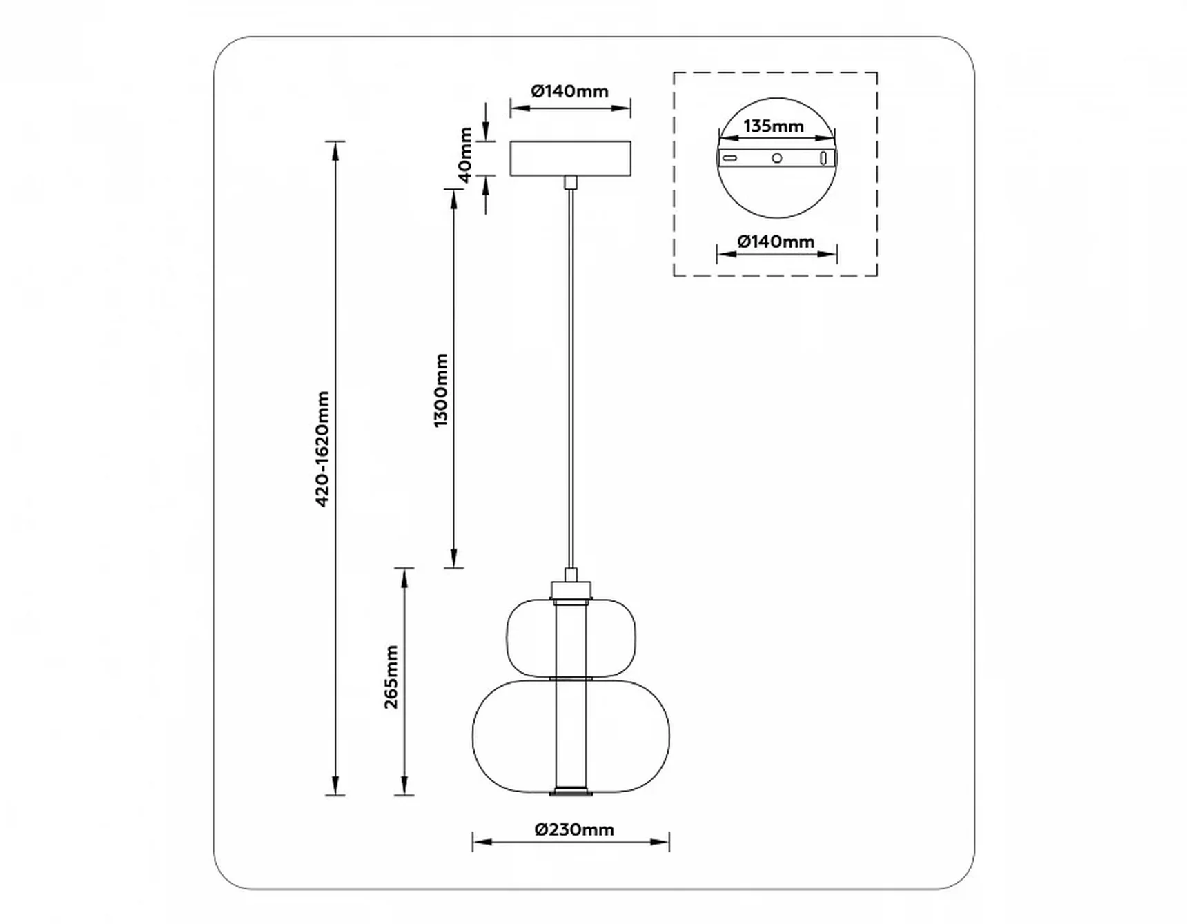Светильник светодиодный подвесной LH11051 WH/FR белый/белый матовый 12W 3000K D230*265
